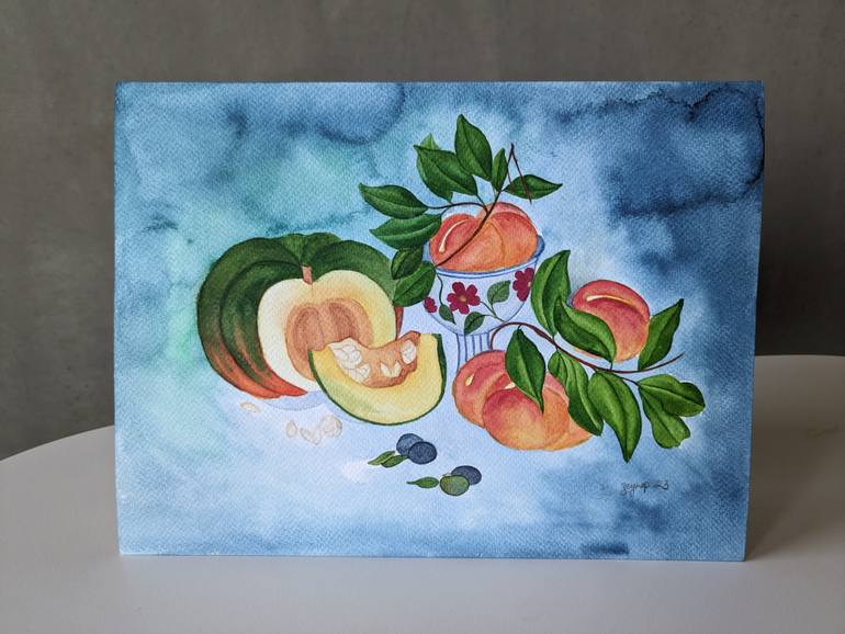 Original Art Deco Still Life Painting by Hale Zeynep Agacan