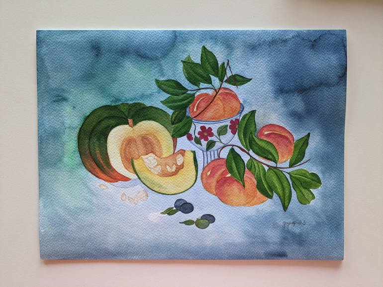 Original Art Deco Still Life Painting by Hale Zeynep Agacan