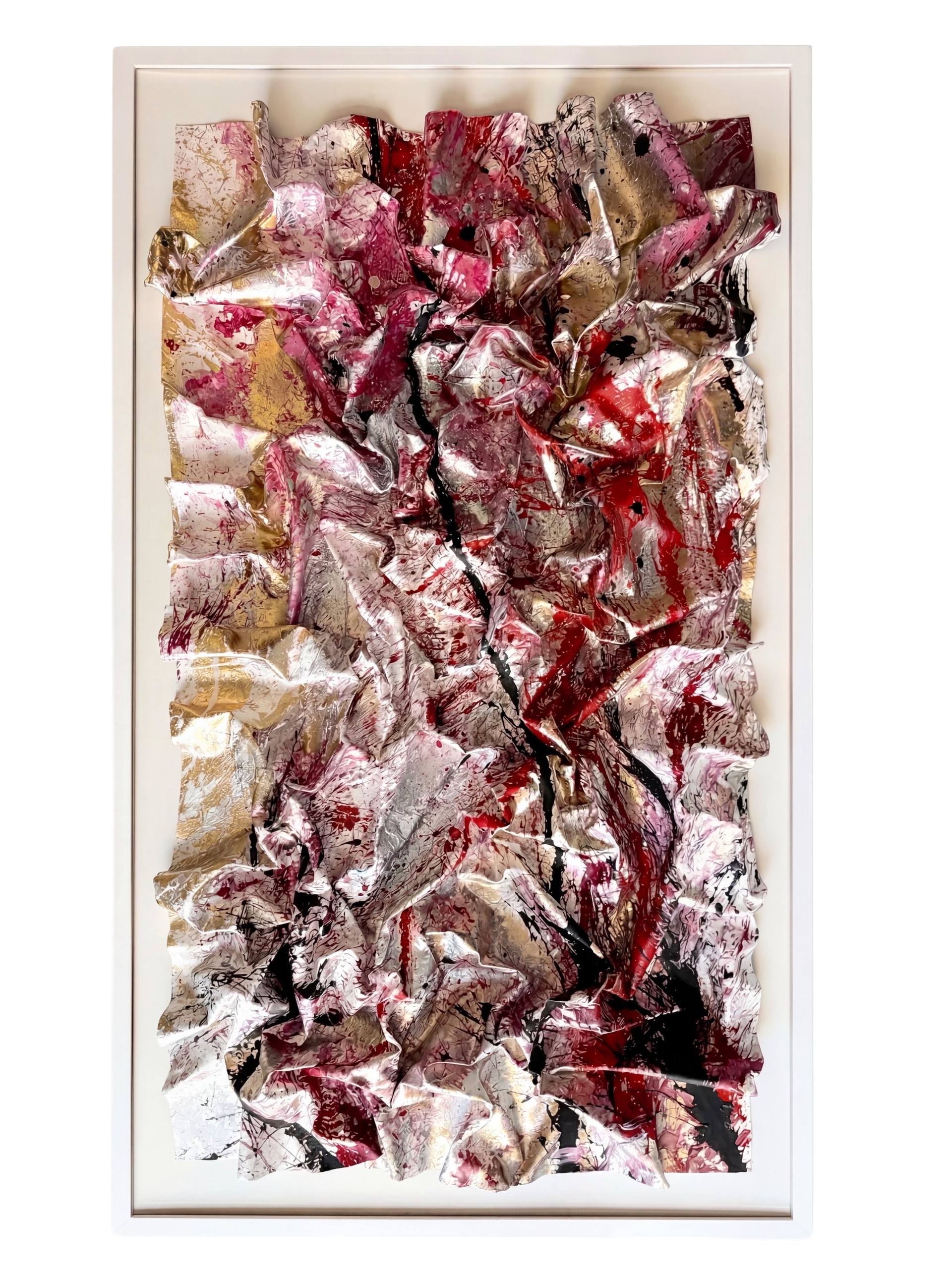 アントワーヌ フォール ザ・ビッグ・レッド 油彩画 Wilde Love – Red Abstract Wall Sculpture Mixed Media by Nonos