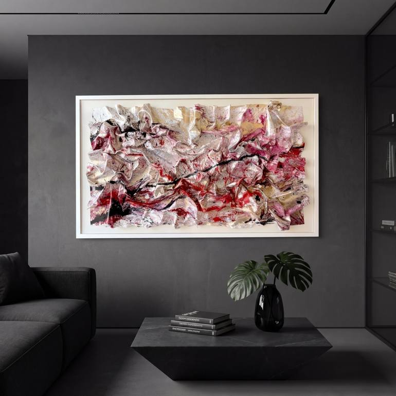 Wilde Love – Red Abstract Wall Sculpture Mixed Media by Nonos