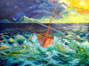 Original Boat Paintings by Anton Zapotochnyi