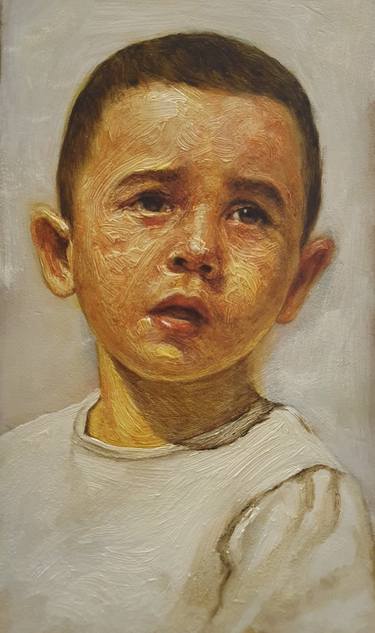 Original Realism Children Mixed Media by Asim Bayramov