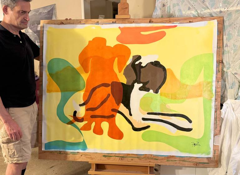 Original Abstract Dogs Painting by Moises Issi