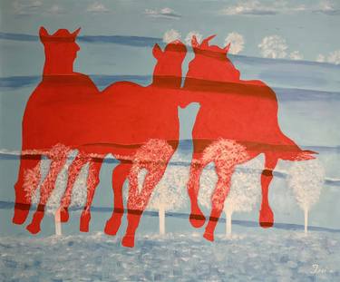 Red Horses with Blue Sky thumb