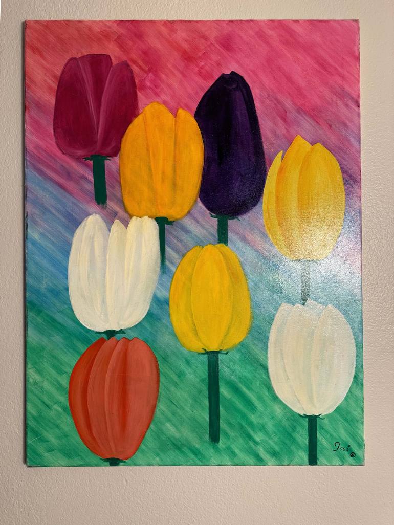 Original Floral Painting by Moises Issi