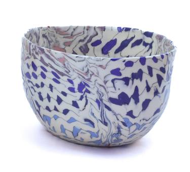 Tall Porcelain Bowl - Blue Spot Pattern thumb