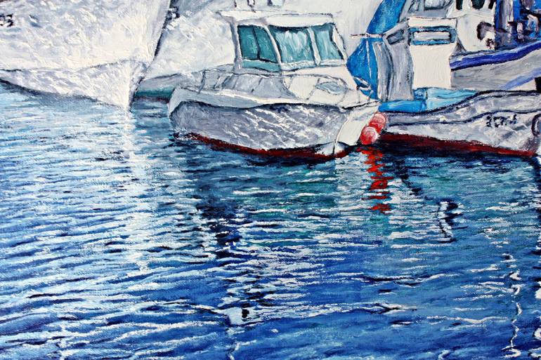 Original Impressionism Boat Painting by Jesus Francisco Gomez Guillen