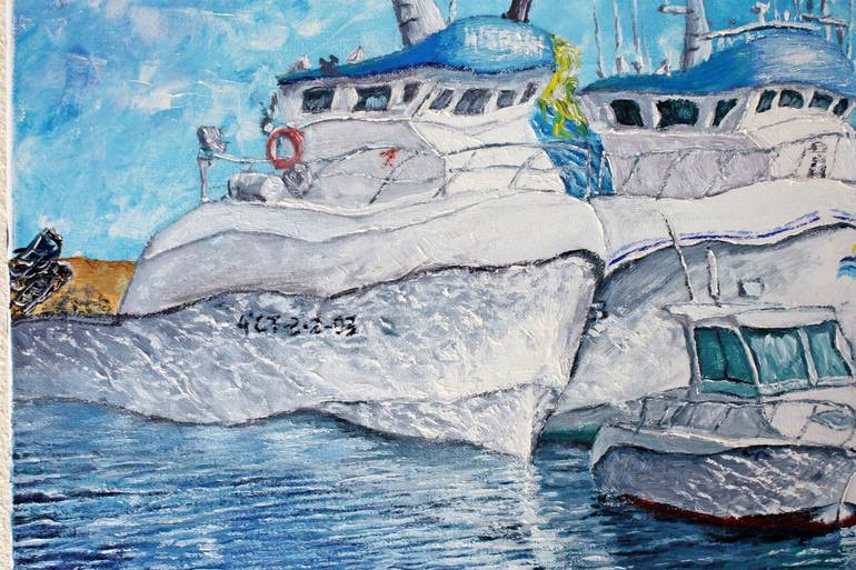 Original Impressionism Boat Painting by Jesus Francisco Gomez Guillen