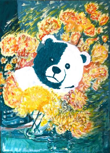 Panda Upon The Fire Flowers thumb