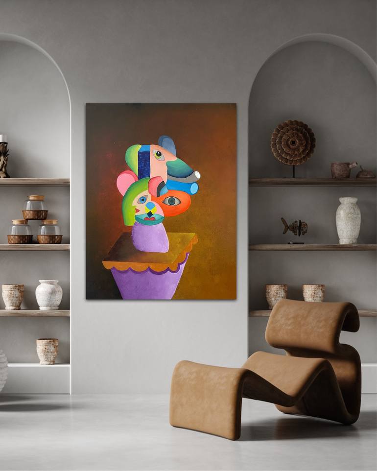 Original Geometric Abstract Painting by Alice Barile