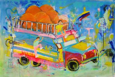 Original Contemporary Transportation Painting by Sara Alarcon Arango