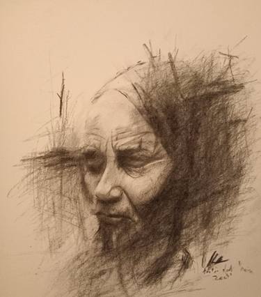 Original Portraiture Women Drawing by Martin Nicolas Travieso