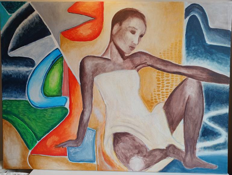 Original Cubism Abstract Painting by Lassalle Dávila