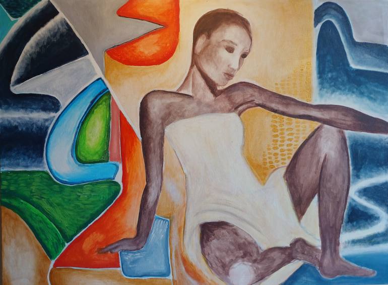Original Cubism Abstract Painting by Lassalle Dávila
