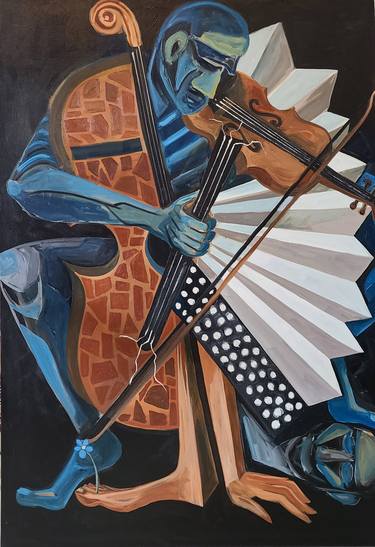 Original Cubism Men Paintings by Zhanna Tsytsyn