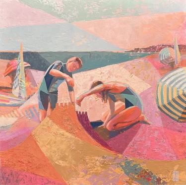 Original Figurative Beach Paintings by Bo Godiva