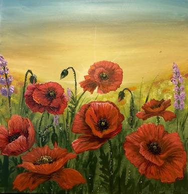 Original Color Field Painting Floral Paintings by Eva Kramer