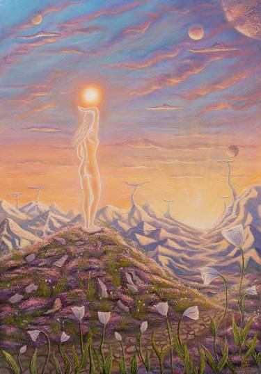 Original Symbolism Fantasy Painting by Fata Victoria