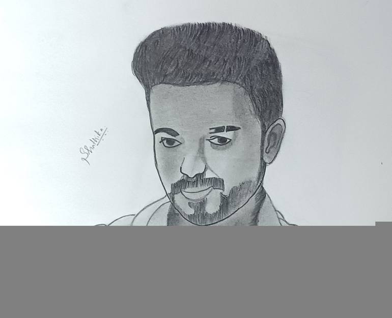 Actor Vijay Portrait Drawing - Print
