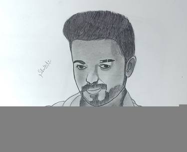 Actor Vijay Portrait Drawing thumb