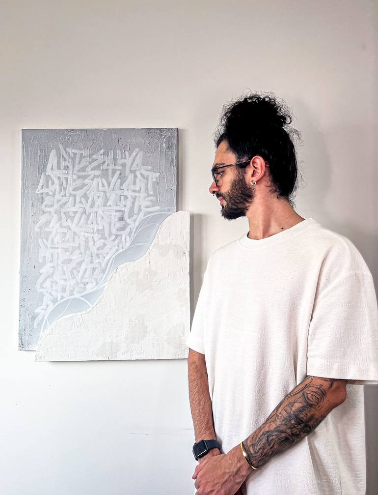 Original Black & White Abstract Painting by Felipe Miconi