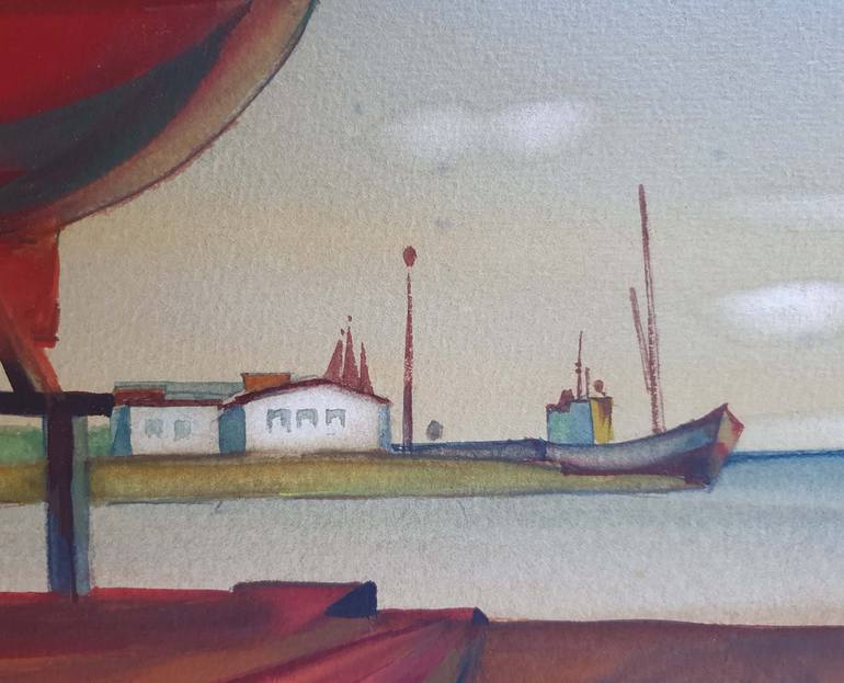 Original Contemporary Boat Painting by Ursula Leidens