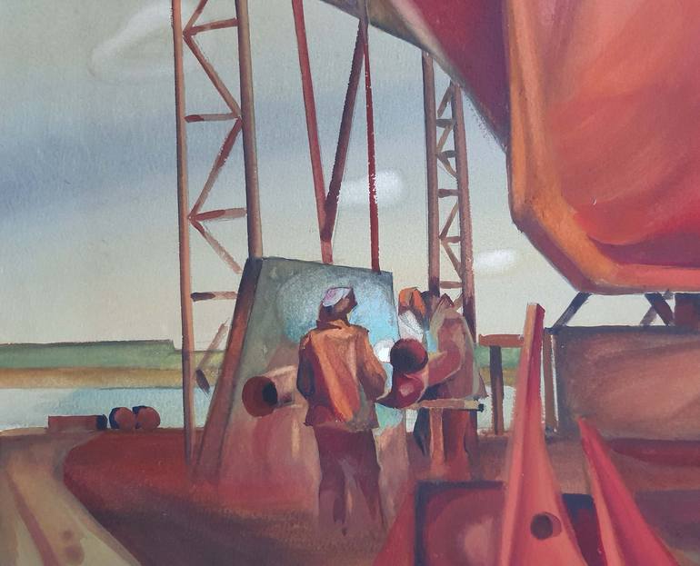 Original Contemporary Boat Painting by Ursula Leidens