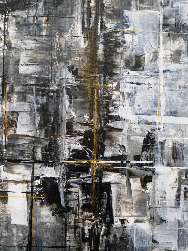 Original Black & White Abstract Painting by Carina Jakob