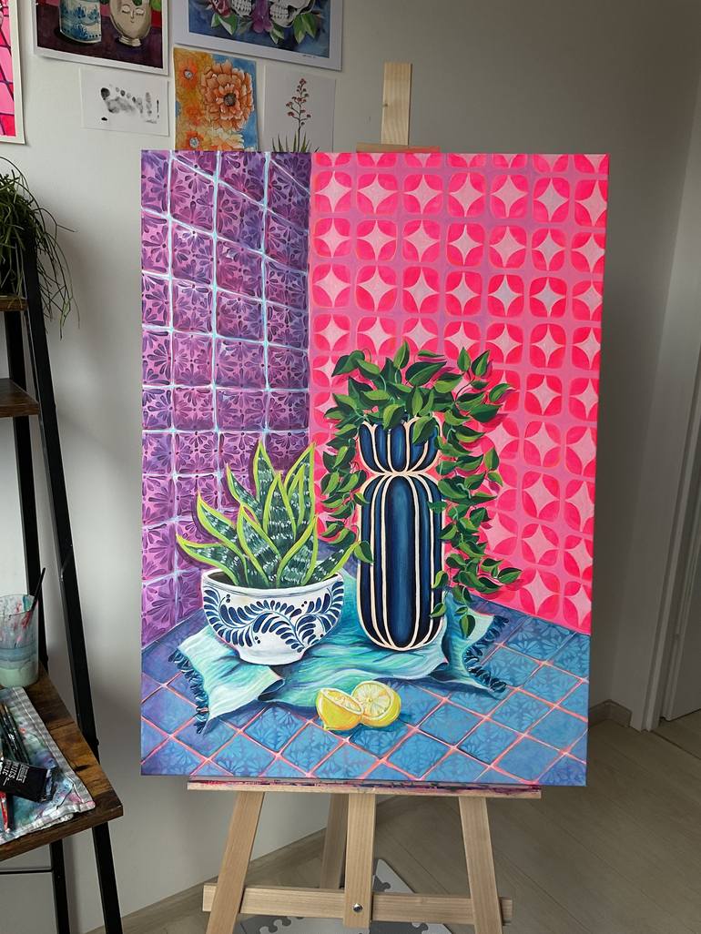 Original Color Field Painting Still Life Painting by Cecilia Lopez