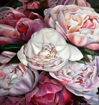 Original Art Deco Floral Paintings by Evgeniia Dmitrishina