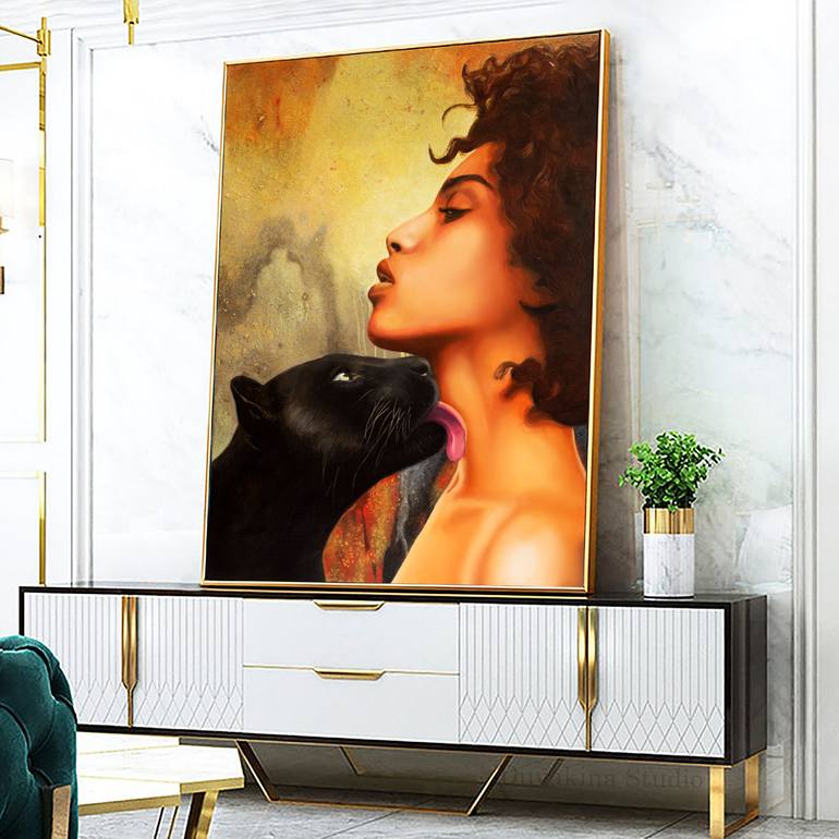 Original Abstract Expressionism Animal Painting by Evgeniia Dmitrishina