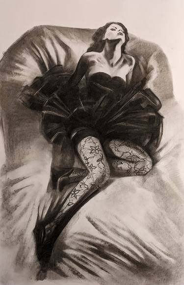 Original Abstract Expressionism Erotic Drawings by Solvita Mellenberga