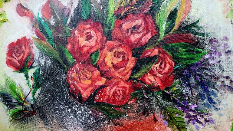 Original Cubism Floral Painting by Ji-Ryeon Kim