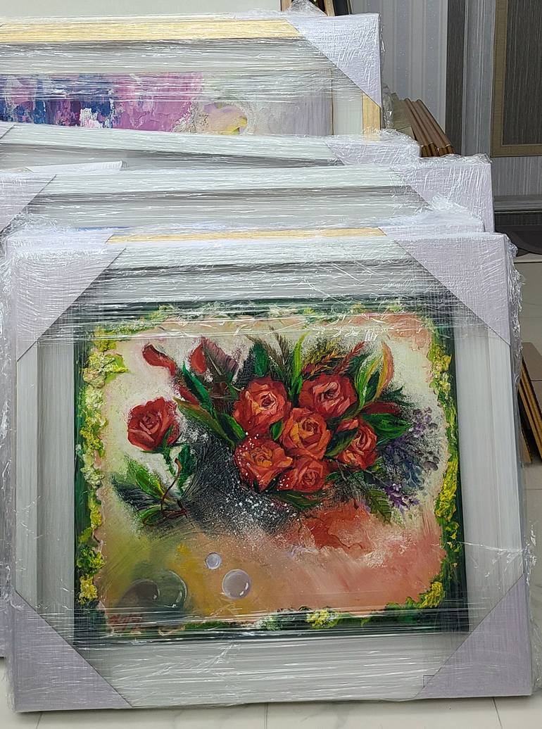 Original Cubism Floral Painting by Ji-Ryeon Kim