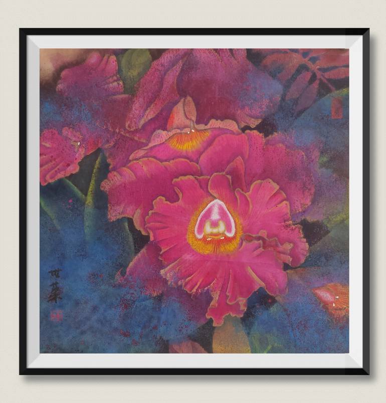 Original Art Nouveau Floral Painting by Shirong Yang