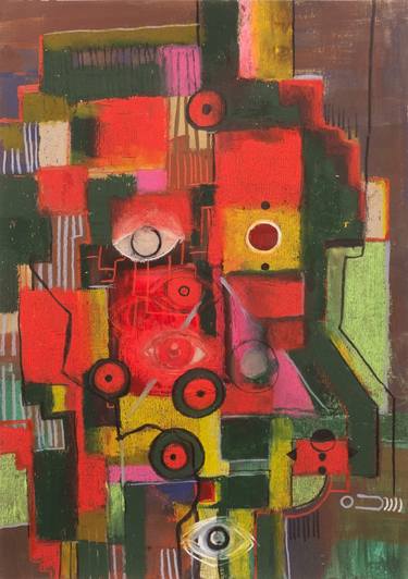 Original Cubism Abstract Paintings by Shunji Okazaki