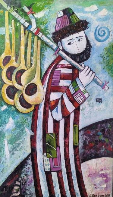 Original Folk Performing Arts Painting by Hashim Kurban