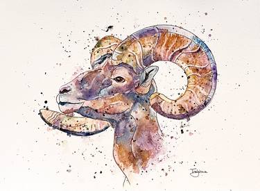 Multicolor Bighorn Sheep Watercolor thumb