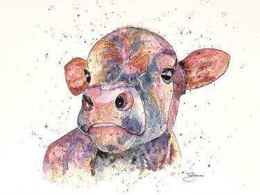 Multicolor Cow Watercolor thumb