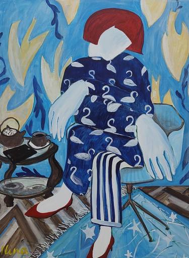 Original Abstract Expressionism Women Painting by Nina Urushadze