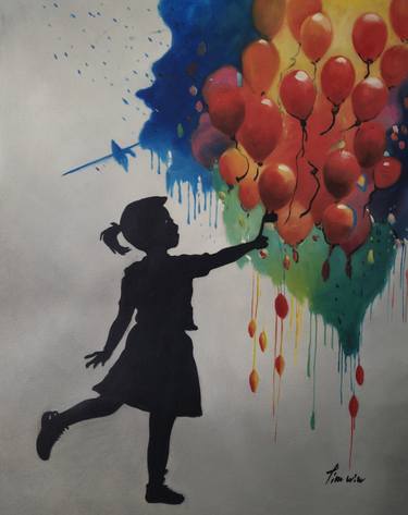 Original Street Art Children Mixed Media by Tim Win