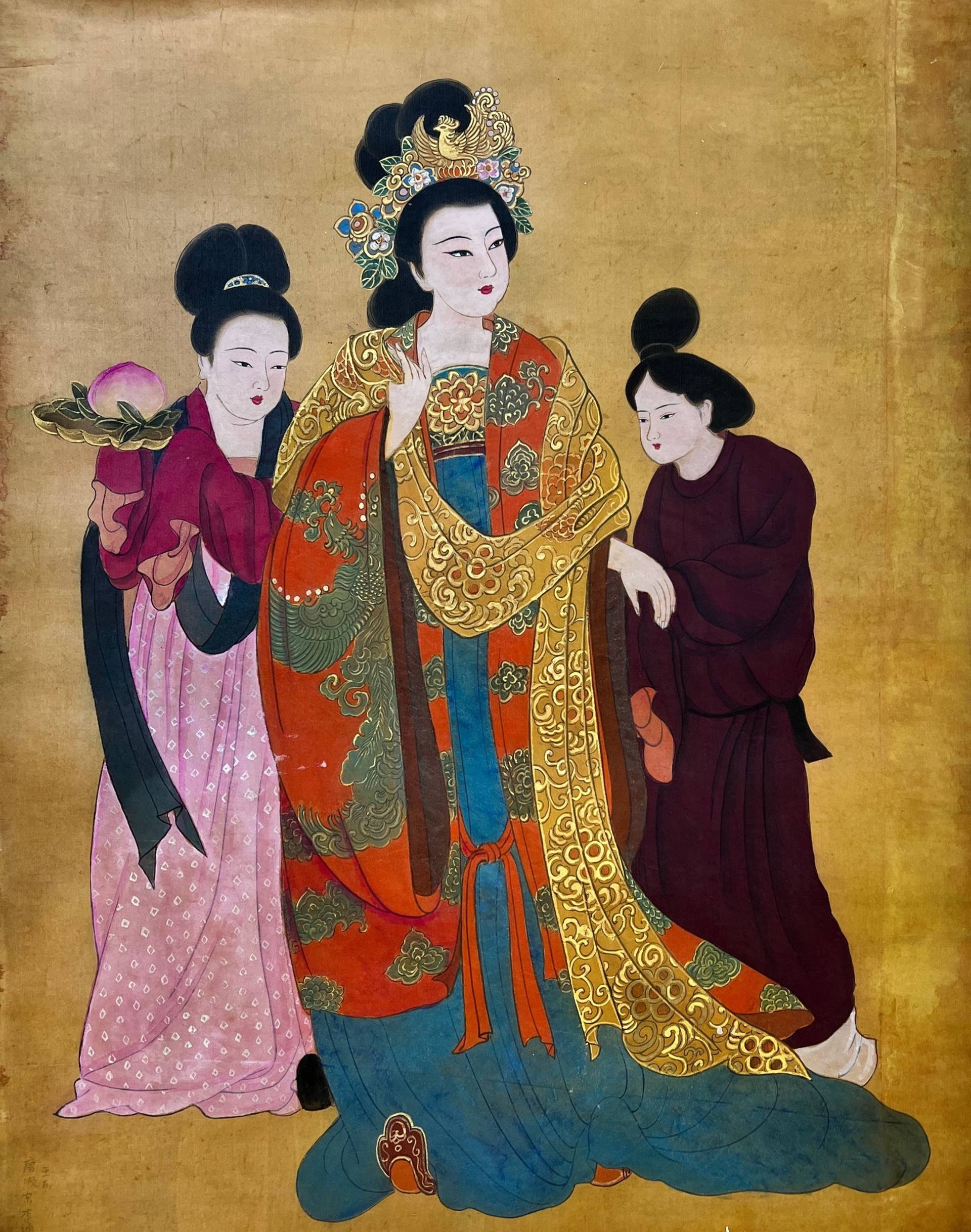 Chinese Empress with her aides Painting by Xiang Li | Saatchi Art