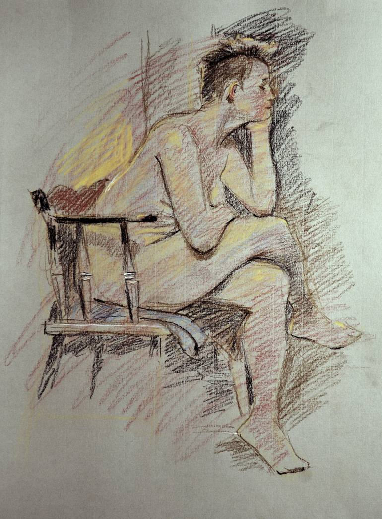 Studio Drawing Seated Female Figure