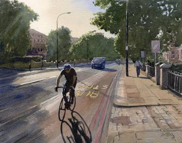 Cyclist in Lewisham Way thumb