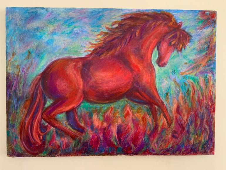 Original Fauvism Horse Painting by Nevin Engin