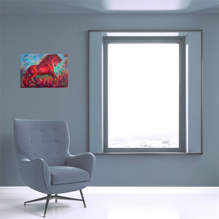 Original Fauvism Horse Painting by Nevin Engin