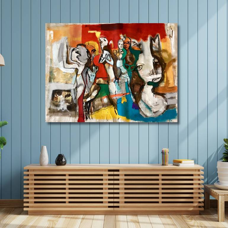 Original Abstract People Painting by Sharon Blu