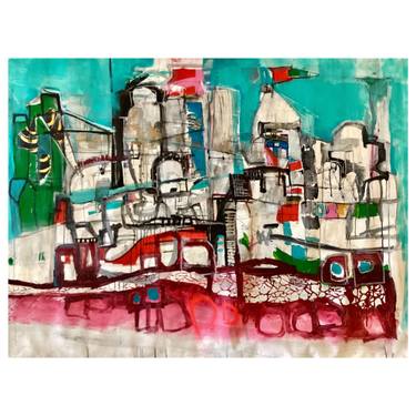 Original Abstract Cities Paintings by Sharon Blu