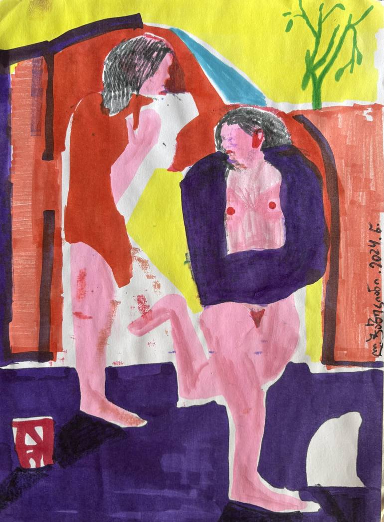 Original Abstract People Paintings by Levan Chabukiani