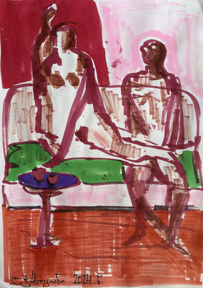 Original Abstract People Paintings by Levan Chabukiani